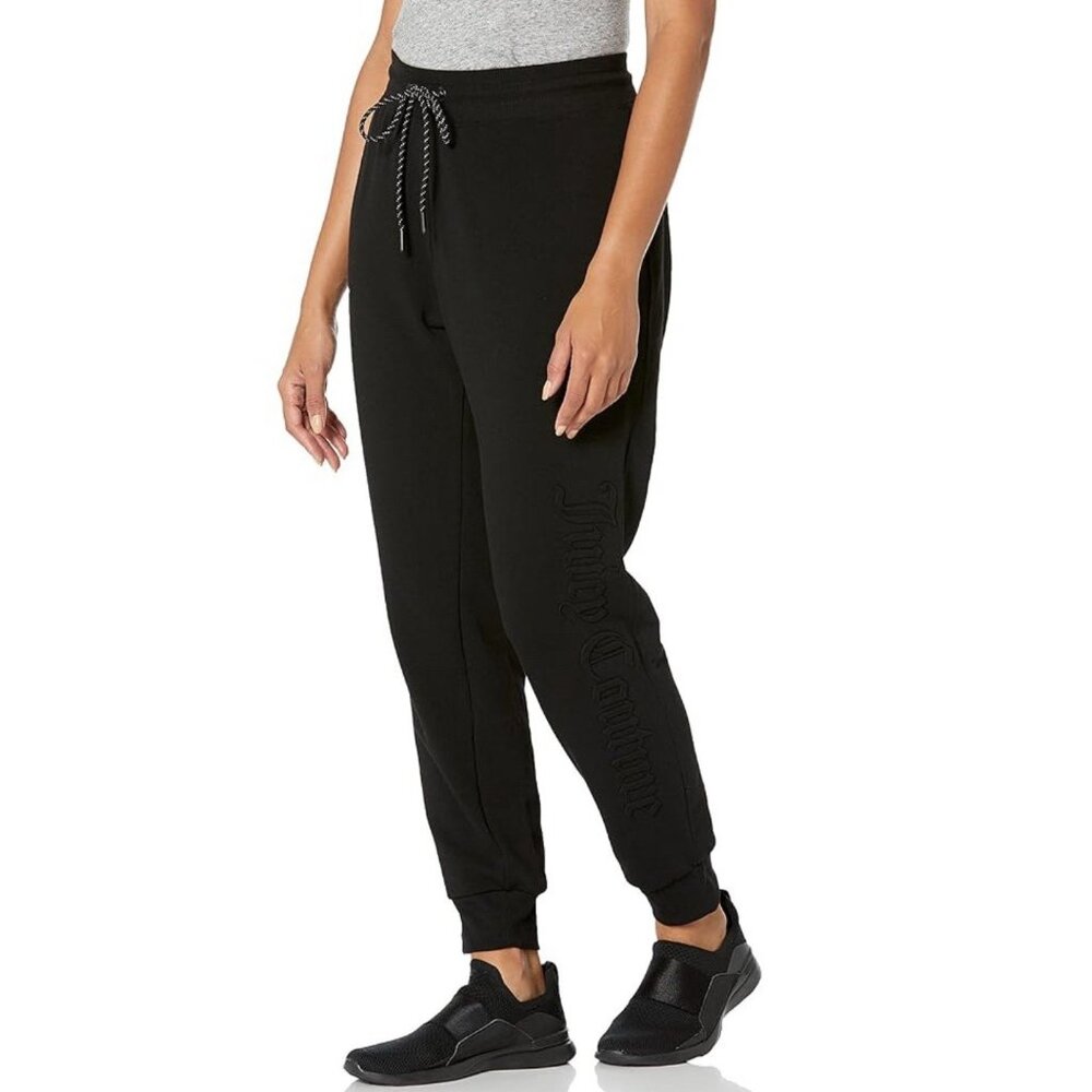 Juicy Couture Jogger Yoga Pants Black Women's Jersey Joggers Sport Athletic Sz L